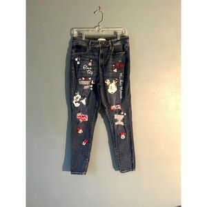 Sol girls super high rise jeggings jeans appliqued with Mickey, Minnie Mouse 13